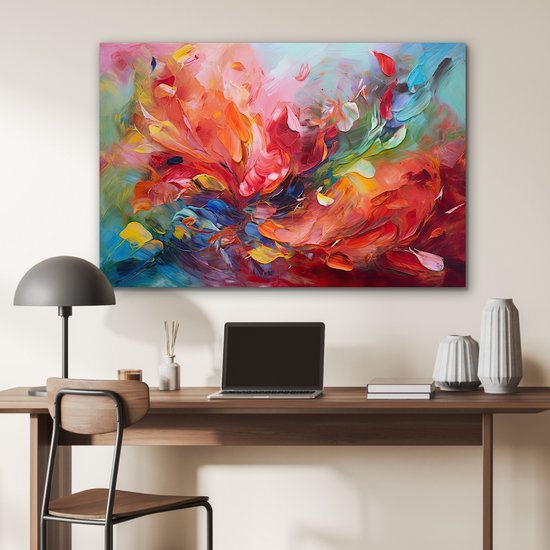 Tableau aluminium 90x60 cm - Décoration murale métal - Peinture à l'huile - Art - Abstrait - Coloré - Décoration murale métal salon - Décoration industrielle - Photo sur dibond - Accessoires industriels chambre