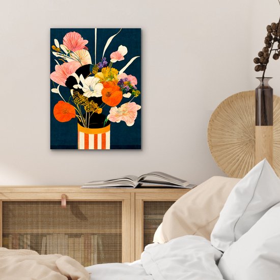 Décoration murale Métal - Aluminium Peinture Industriel - Fleurs - Vase - Tableau - Plantes - 30x40 cm - Dibond - Photo sur aluminium - Décoration murale industrielle - Pour le salon/chambre