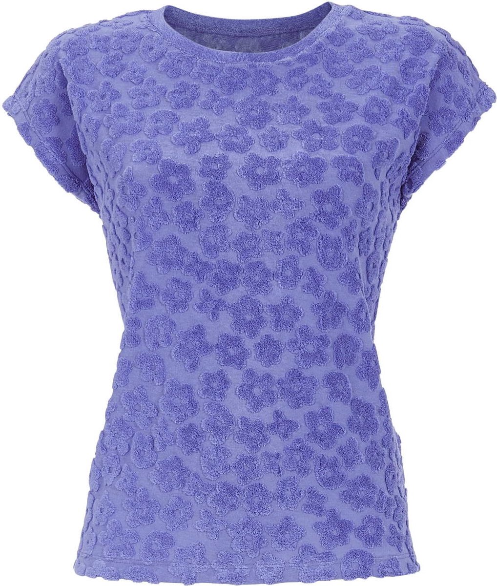 Ringella Badstoffen bloemetjes pyjamashirt blauw - Blauw - Maat - 42