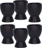 Bellatio Design Coquetiers Paint it Black - lot de 6 - noir - céramique - 8 x 6 cm - pour petit déjeuner/brunch/Pâques