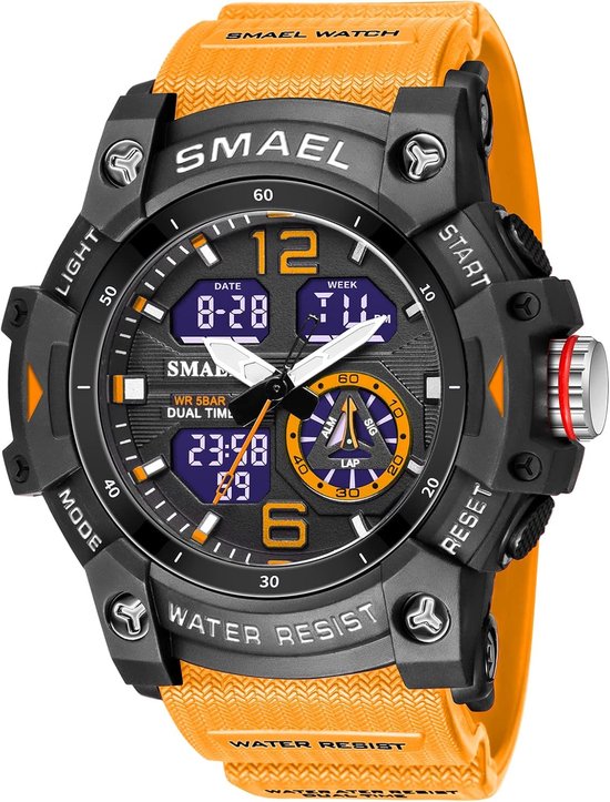 GOLDEN HOUR Digitale Dames Horloges 5ATM Waterdicht Sport Womens Horloge met Lichtgevende/Datum/Week/Maand Chronograaf, Siliconen Band Zwemmen Horloge voor Vrouwen, Zwart, Modern