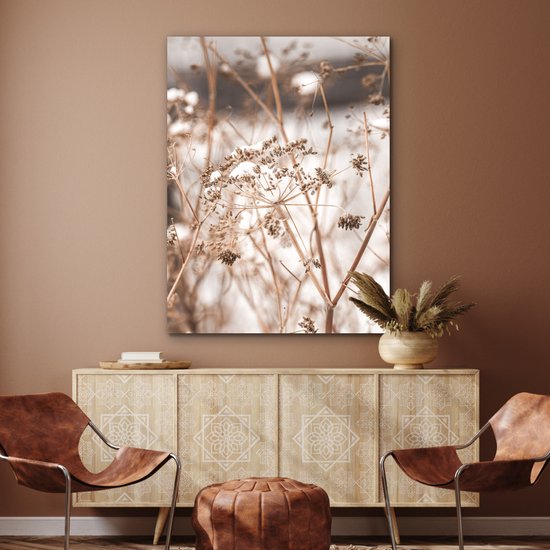 Tableau aluminium 90x120 cm - Décoration murale métal - Fleurs séchées - Wit - Plantes - Décoration murale métal salon - Décoration industrielle - Photo sur dibond - Accessoires industriels chambre