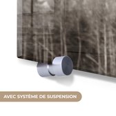 MuchoWow® Tableau sur verre 40x20 cm - Tableau acrylique sur verre - Highlander écossais - Vache - Animaux - Zwart - Wit - Photo sur verre - Décoration murale salon - Décoration murale chambre - Peintures