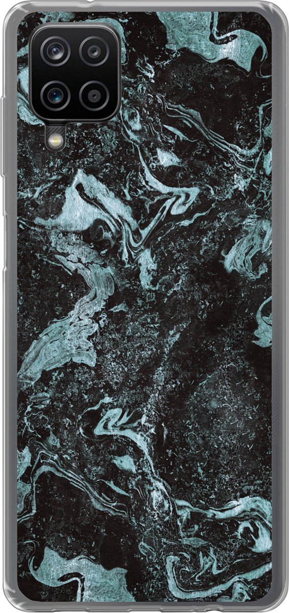 Telefoonhoesje Geschikt voor Samsung Galaxy A12 hoesje - Natuursteen - Blauw - Steen - Siliconen Telefoonhoesje Telefoonhoesje