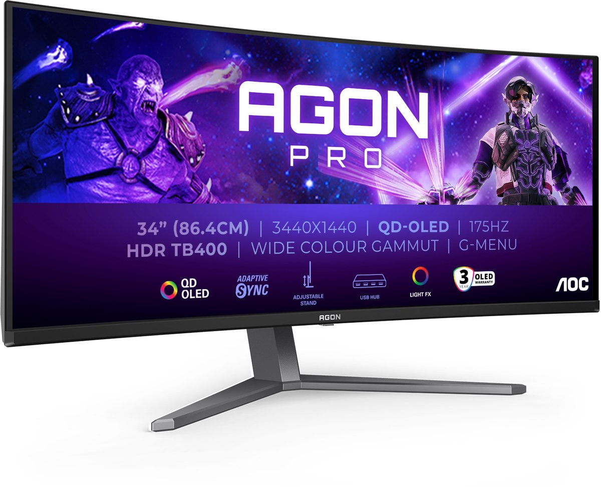 AOC AGON PRO AG346UCD ledmonitor 175 Hz, HDMI, DisplayPort, Audio, USB