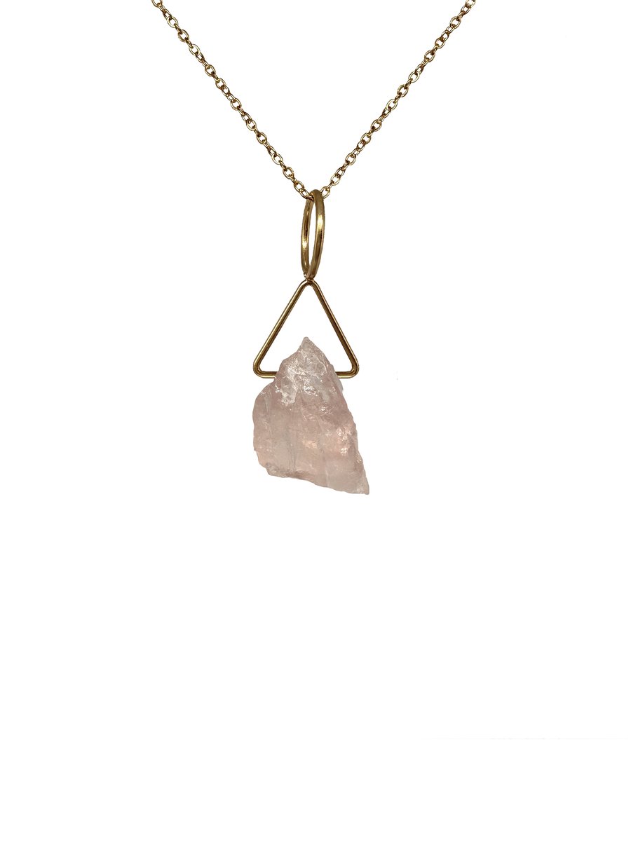 Rozenkwarts edelsteen ketting met hanger dames - Sieraden - Roestvrij staal ketting - Goudkleurige ketting - 50cm + 5cm - Perfecte cadeau voor je dierbaar