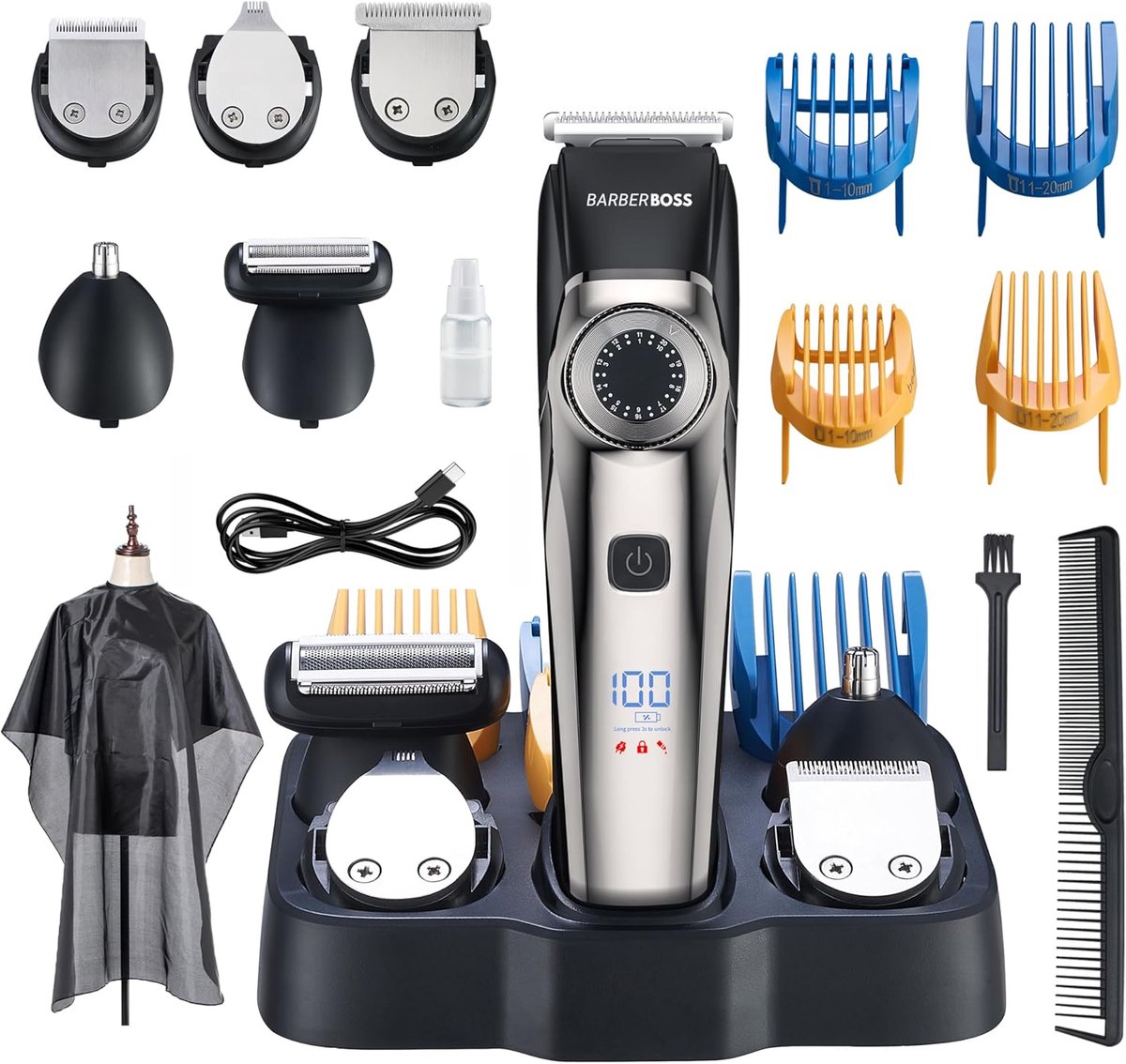 Professionele Baardtrimmer met 39 Snijlengtes en Oplaadbare USB