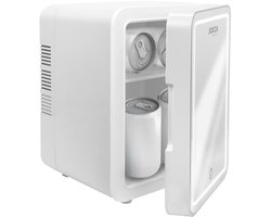 Mini Koelkast met LED-Spiegel – Koud & Warm - Verwijderbare Plank – 4L Capaciteit, 3 Lichtintensiteiten - Wit