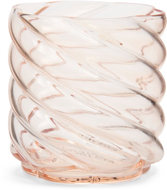 Riviera Maison Theelichthouder gedraaid Roze - Swirl Kaarsenhouder decoratief - Glas - (ØxH) 8x8