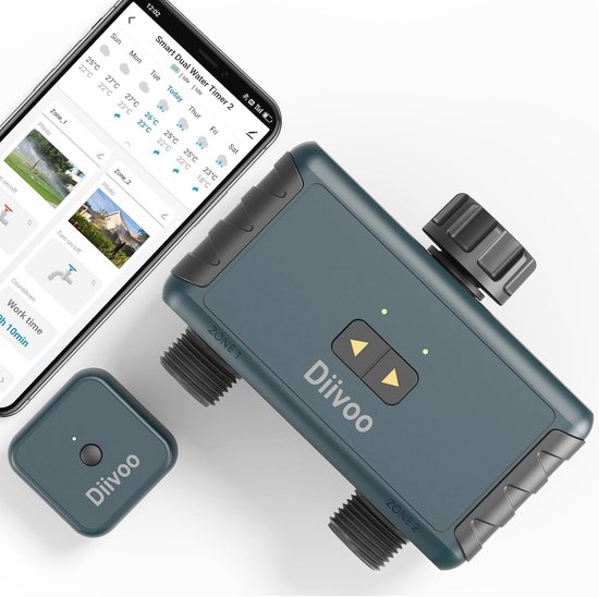 Foto: Slimme irrigatiecomputer met wifi en 2 uitgangen voor tuinbewatering
