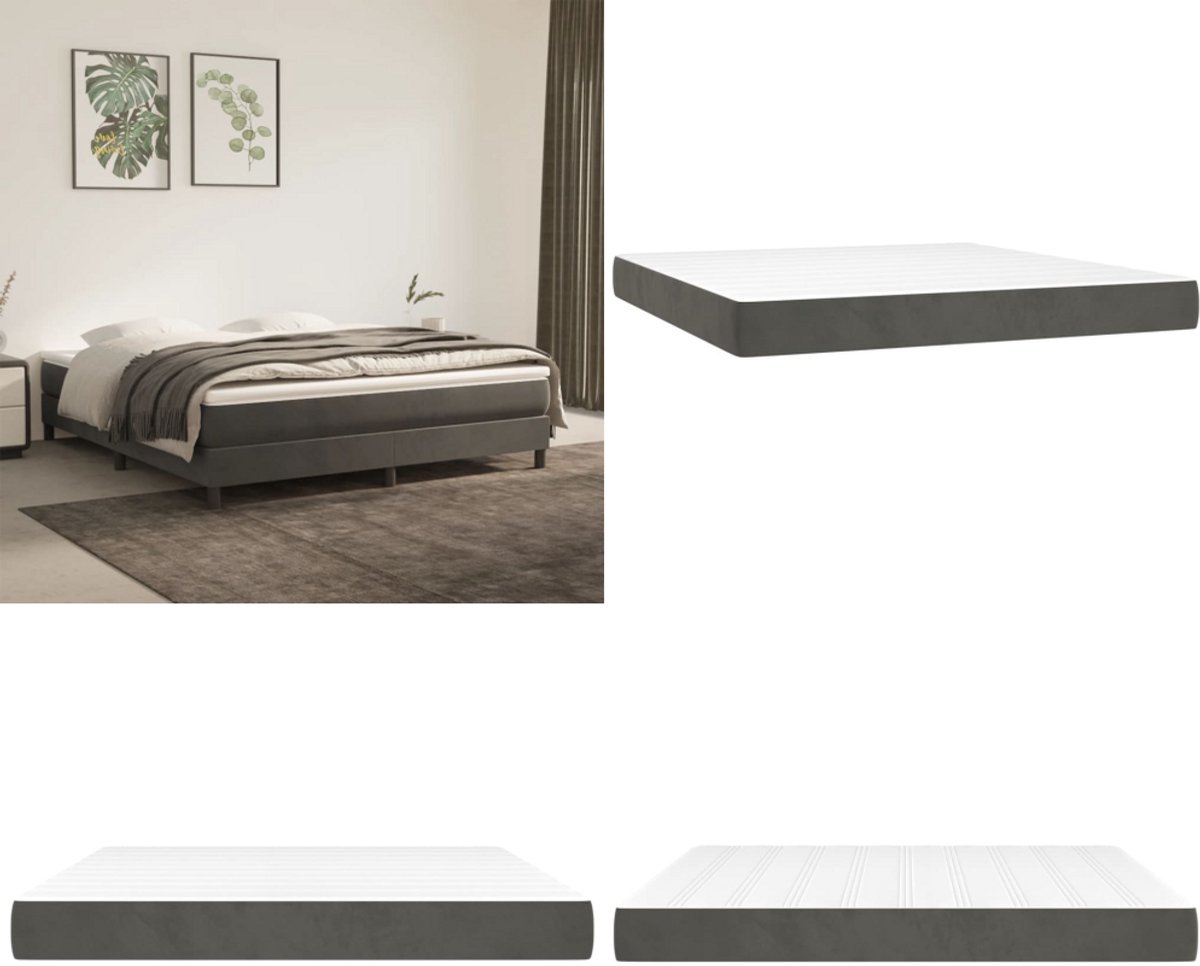vidaXL Pocketveringmatras 180x200x20 cm fluweel donkergrijs - Pocketveringmatras - Pocketveringmatrassen - Matras - Pocketvering Matras