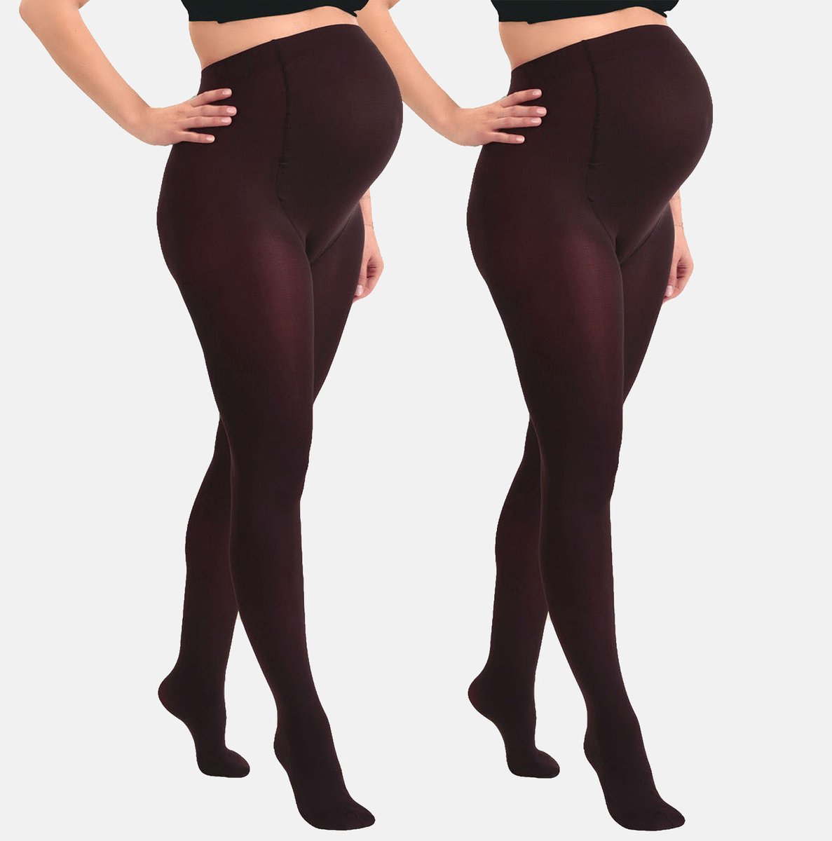 Mamsy - 2-Pack Opaque Zwangerschapspanty 60den - Wijn - XXL