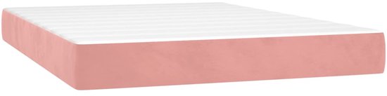 vidaXL Boxspring avec matelas Velours Rose 140x190 cm - Boxspring - Sommiers - Lit - Meubles de couchage