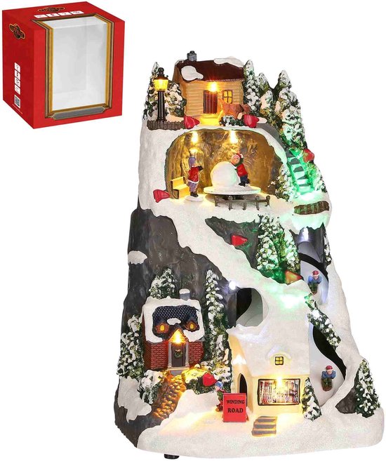 Luville Kerstdorp Ski Scenery - 20x18x30 cm - polystyrene - Multi