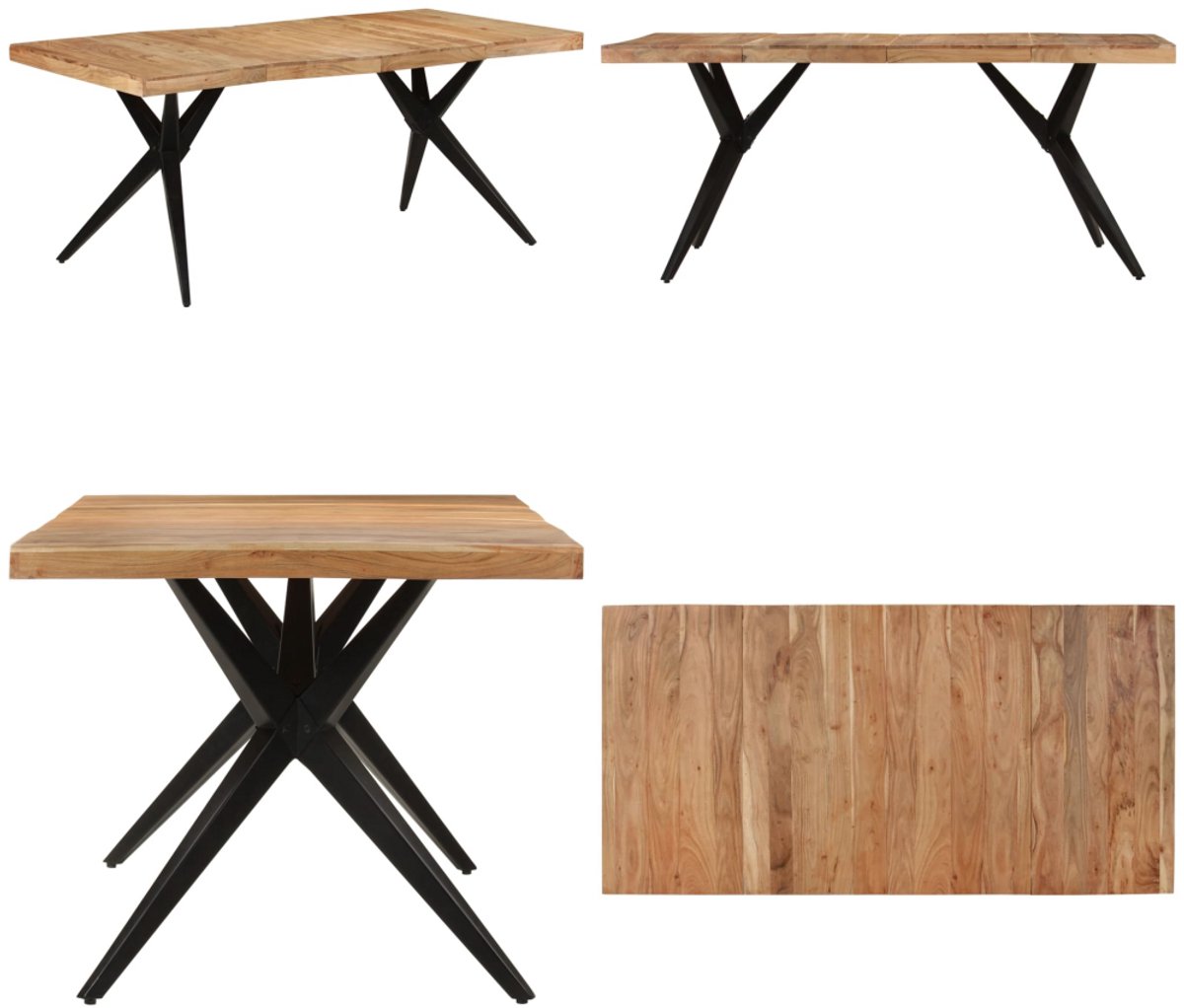 vidaXL Eettafel - 180x90x77 - cm - massief - acaciahout - zwart