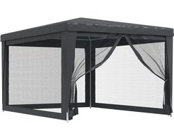 vidaXL Tuintenten - Partytent - Partytent met 4 mesh zijwanden 3x4 m HDPE antracietkleurig - Outdoor Living - Veranda - Parasol
