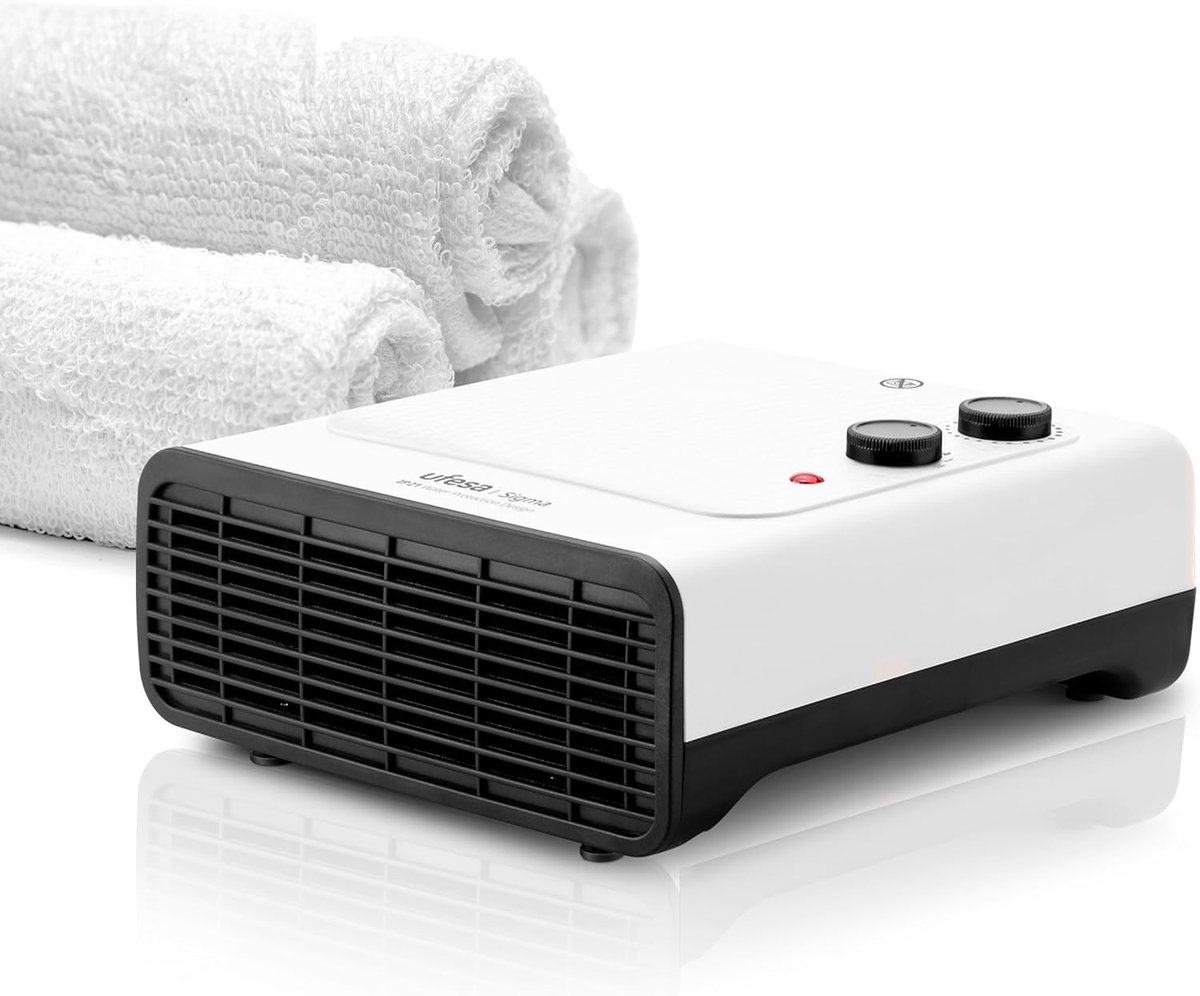 Platte ventilatorkachel 1800W - IP21 voor Badkamer met Regelbare Thermostaat en Oververhittingsbeveiliging