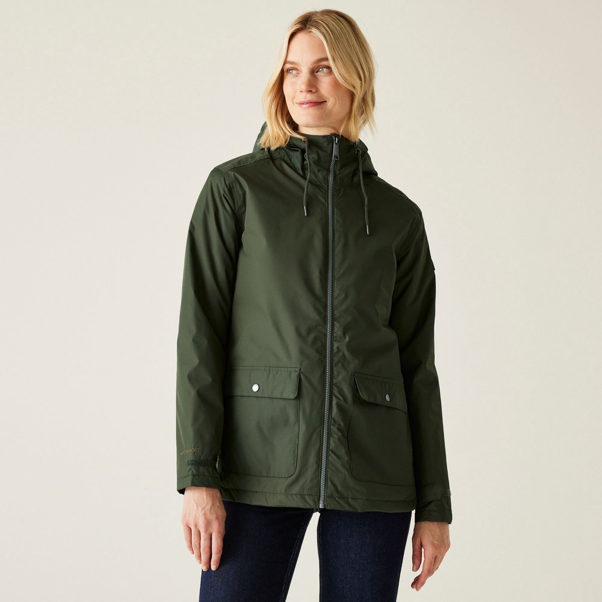 Regenjas Wandelen Dames Waterdicht Geïsoleerd Groen