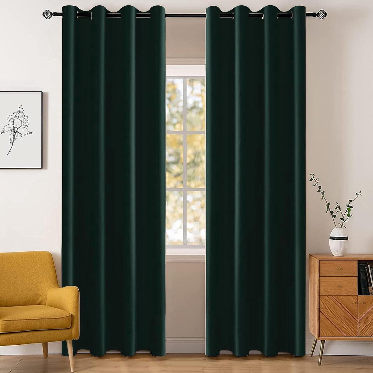 Famanu Waterdichte Gordijnen Set - Isolerend en Geluidsbeschermend - 2 Stuks - Groen - 140x240cm