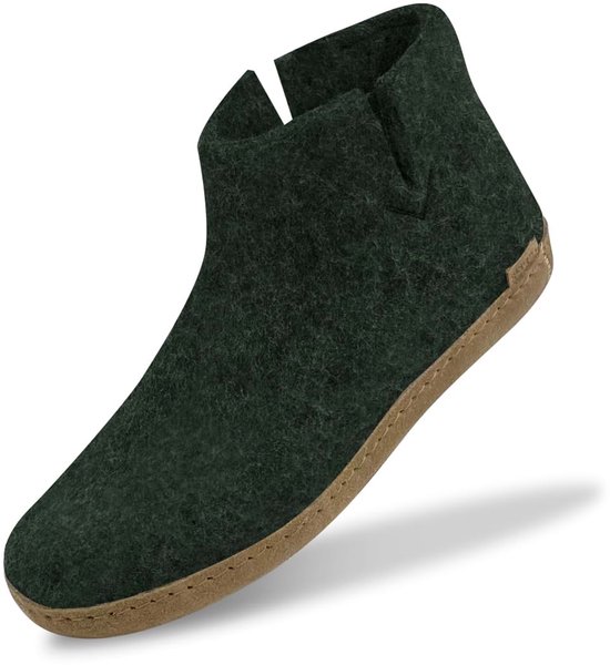 Pantoufles Enfant En Feutre De Laine Et Cuir - Fait Main En Mongolie - Taille UK 7.5 Infant - Bleu