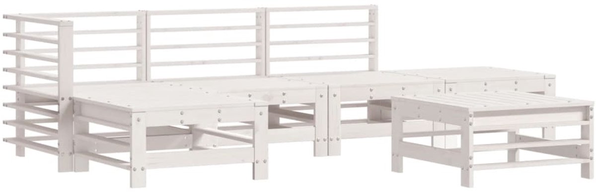 The Living Store 6-delige Loungeset massief grenenhout wit - Loungeset - Tuinset - Buitenmeubel - Hout Meubel - Grenenhout