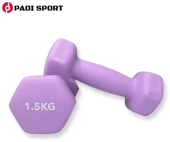 Padisport - Dumbells 1.5 Kg - Halter - Gewichten Set Halters - Gewichten 1.5 Kg - Paars - Gewichten - Dumbells - Halters - Gewichtjes 1.5 Kg