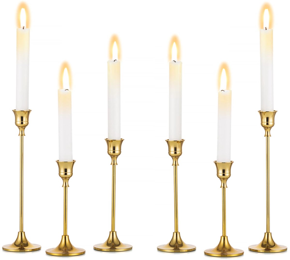 My Ninki ® Elegante Metalen Kaarsenhouder Set van 6 voor Feestelijke Tafeldecoratie en Interieurstijl