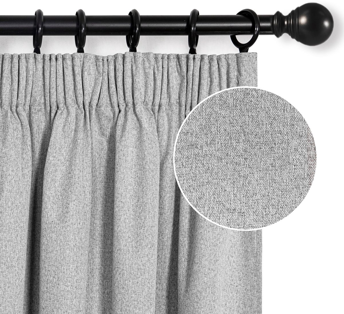 My Ninki ® Geraffineerde Lichtgrijze Verduisteringsgordijnen met Stijlvolle Plooiband voor Slaapkamercomfort, 175x140 cm, Set van 2 lichtgrijs