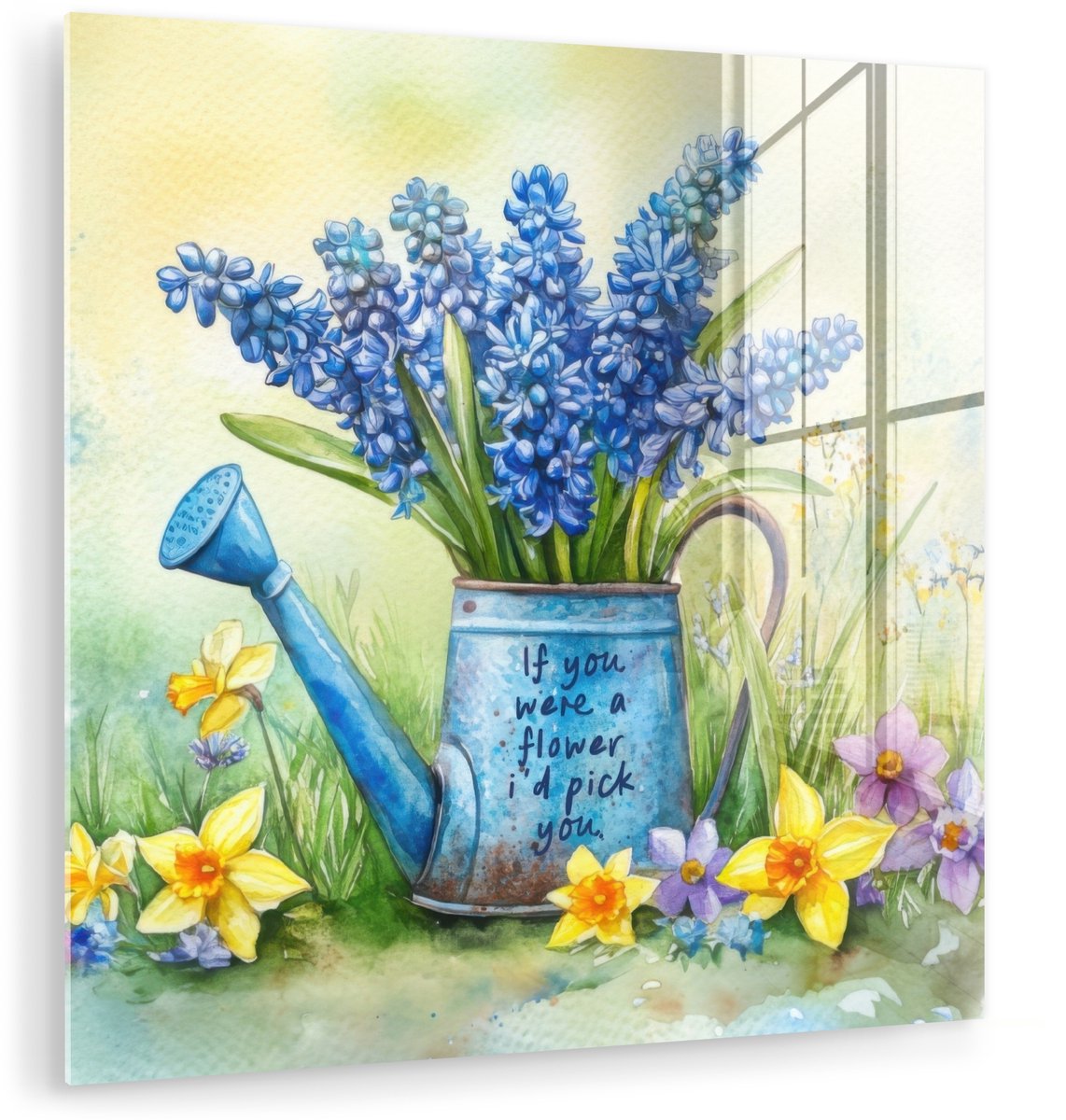 MuchoWow® Glasschilderij 50x50 cm - Schilderij acrylglas - Lavendelbloemen - Quote - Giete