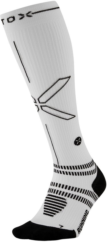 STOX Energy Socks Chaussettes de course pour femme, chaussettes de compression pour femme, chaussettes de compression, chaussettes de sport, chaussettes de compression pour le sport, blanc/noir, M