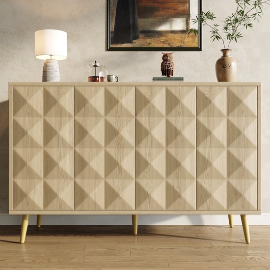 GIANTEX Geometrisch Boekenkast Hout 70x20x120 Cm - Open Kubussen Rek Met Kantelbeveiliging - Natuurlijk