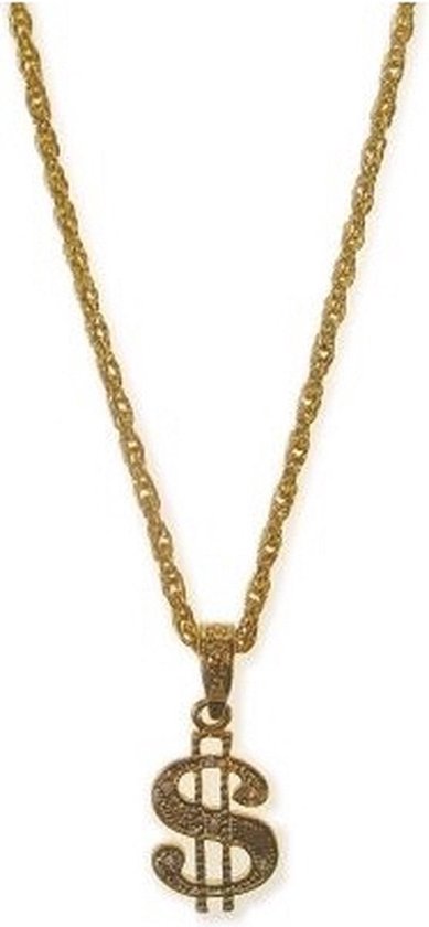 *** Gouden Dollar-ketting - Ho`s and Pimp`s Party verkleden Thema Feest vann Heble® ***