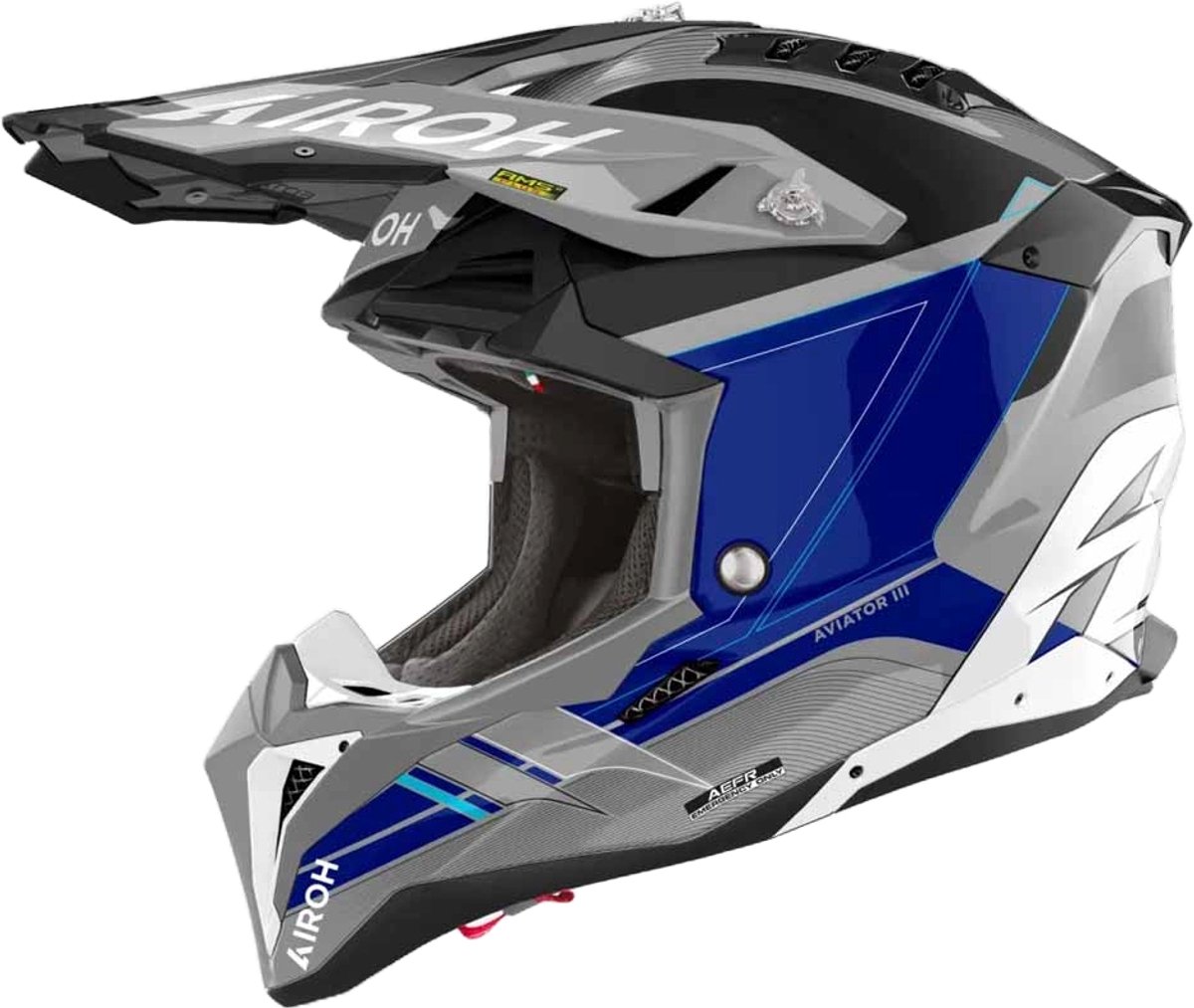 Airoh Aviator 3 Saber Blauw Offroad Helm - Helm