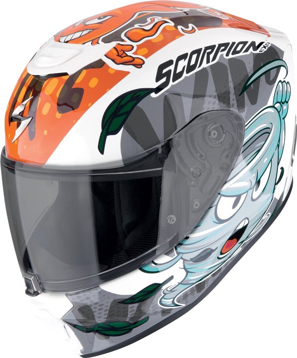 Scorpion EXO-JNR Air The4Elements Wit Blauw Oranje Kinder Motorhelm - Helm