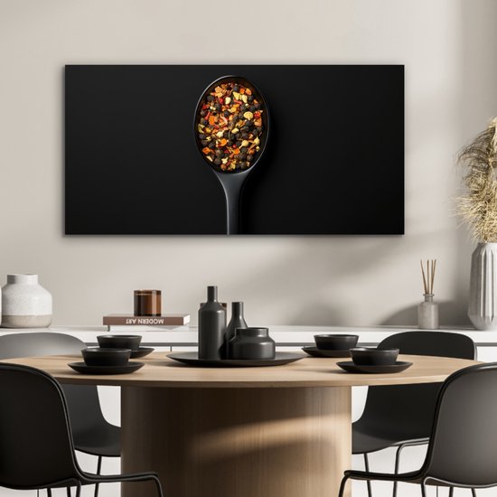 Tableau aluminium 80x40 cm - Décoration murale métal - Herbes - Zwart - Cuillère - Décoration murale métal salon - Décoration industrielle - Photo sur dibond - Accessoires industriels chambre