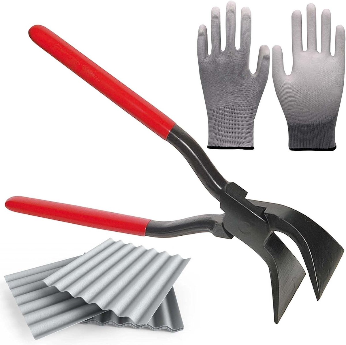 Image of 45° afkantang steekbreedte 60 mm met antislip handgreep en handschoenen - voor dakdekker, loodgieter en decorateur.