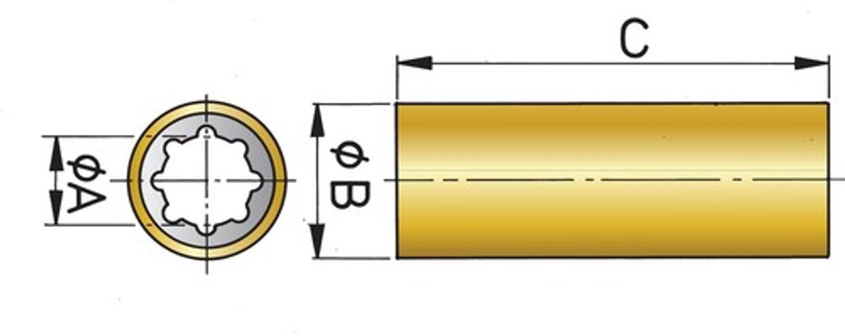 Vetus rubberlager met kunststof mantel 45mm
