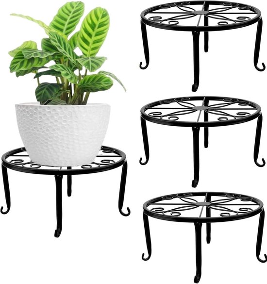 TSKDKIT Zwart metalen standaard voor planten, 40 cm verstelbare bloempothouder voor binnen en buiten, plantenbak, rek, zware hoge plantenstandaard voor tuin, thuiskantoor (aangepast bereik 10 inch tot