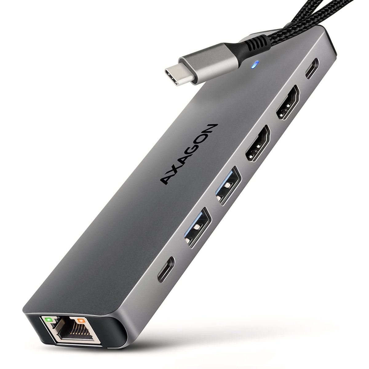 Axagon HMC-7HX2 laptop dock & poortreplicator Bedraad USB 3.2 Gen 1 (3.1 Gen 1) Type-C Grijs