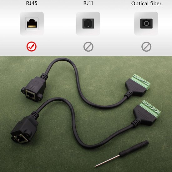 XMSJSIY Adapter RJ45 naar 8-polige terminal, ethernet-extender, 8P8C-netwerkstekker, zonder solderen, voor breekplaat