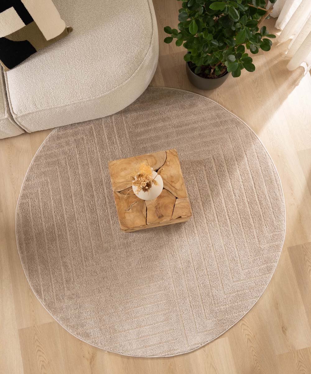 Scandinavisch vloerkleed rond - Contour Edge beige 300