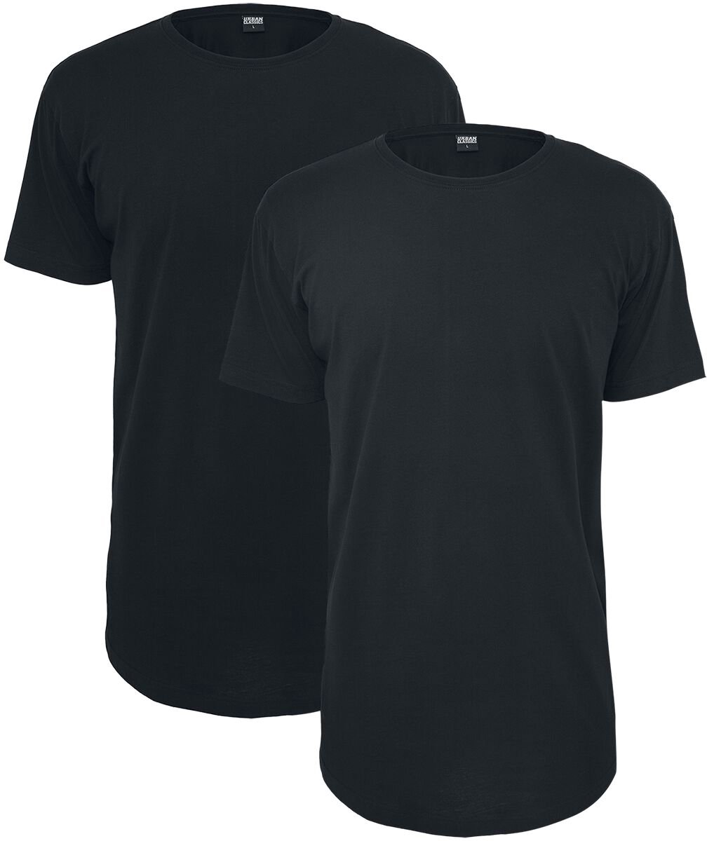 Urban Classics Pre-Pack Shaped Long Tee 2-Pack Heren T-shirt – XS Zwart