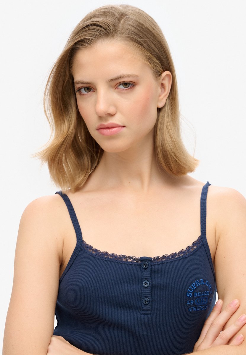 Superdry Essential camitopje met knoopsluiting Dames Vesten Marineblauw