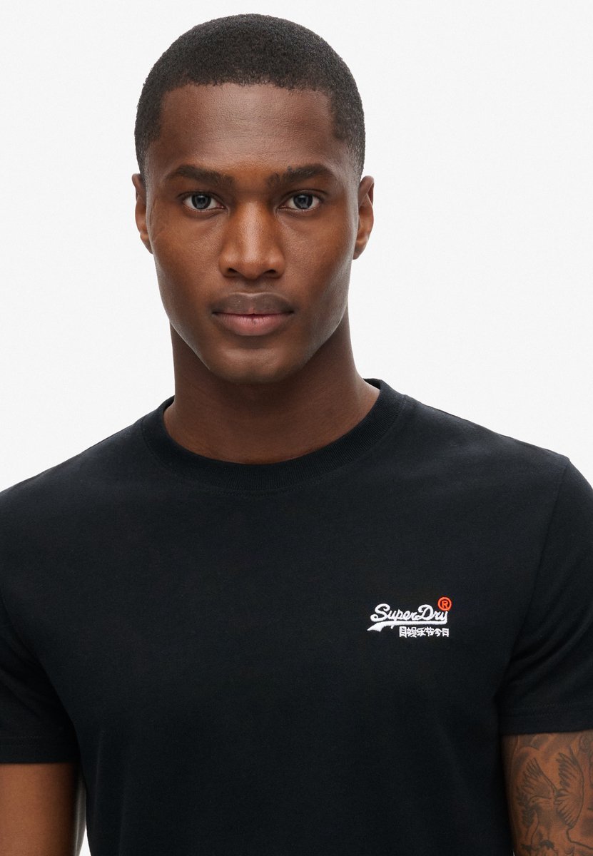 Superdry Essential Contrast Embroidered T-shirt Met Korte Mouwen 3XL Man Zwart