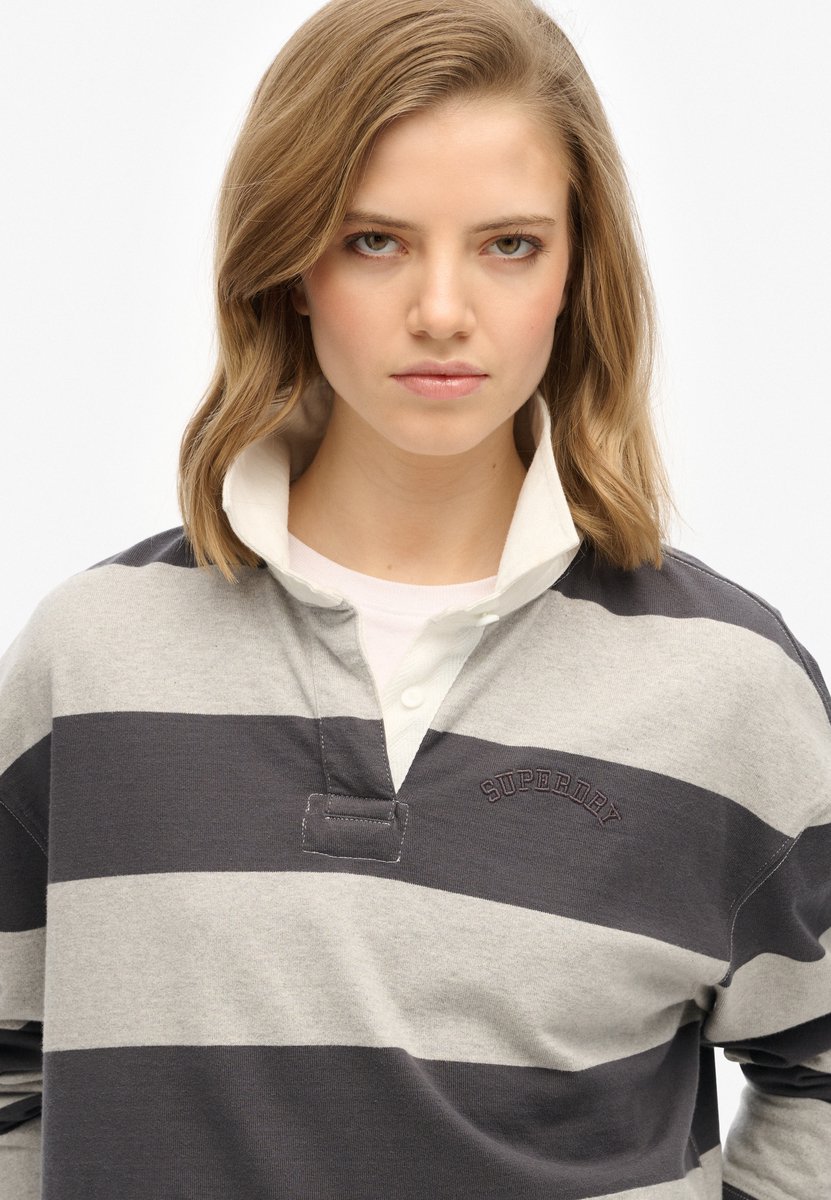 Superdry Athletic Essentials rugbyshirt met strepen Dames Lange mouwen shirts Grijs