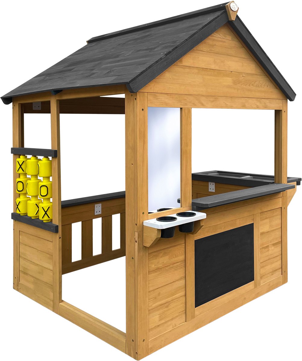 AXI Lynn Speelhuis in Bruin / Antraciet – Houten Speelhuisje met Speelkeuken, Boter, Kaas en Eieren spel en accessoires – FSC hout – Tuinhuisje voor kinderen - 10 jaar garantie! — afbeelding 6