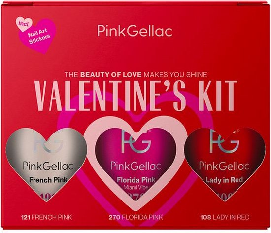 Pink Gellac - Collectionbox Valentine's Kit - Gelnagellak Set van 3 x 15ml Kleuren voor Gelnagels - Gellak Set Kleuren - Gel Nagellak