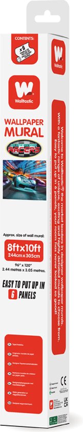 Walltastic – Supercar Racers - Autobehang - Posterbehang – Kinderbehang - XXL (305 x 244 cm) – 6 Panelen - walltastic