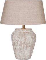 Ovale tafellamp keramiek met kap Mini Chilton | 1 lichts | beige / bruin | keramiek / stof | Ø 25 cm | 44 cm hoog | tafellamp | landelijk / klassiek / sfeervol design