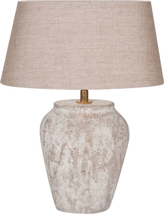 Lampe de table ovale en céramique avec abat-jour Mini Chilton | 1 lumière | beige / marron | céramique/tissu | Ø 25 cm | 44 cm de hauteur | lampe de table | rural / classique / design attrayant